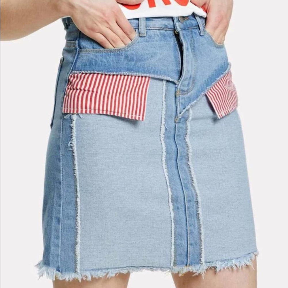 Y2K JEAN SKIRT Exposed Pockets Seams Mini Denim S